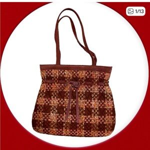 Vera Bradley Suede and Tweed Wool Burgundy Bag